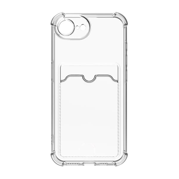 iPhone 16e Mobile Case Shockproof with Card Holder - Transparent