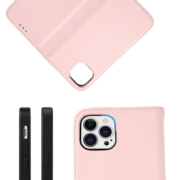 iPhone 12 Pro Max Plånboksfodral Läder Rvelon - Rosa