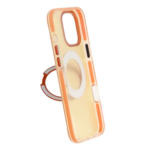 Iridescent Shockproof Case with 360 degree Rotatable Kickstand For iPhone 16 Pro Orange