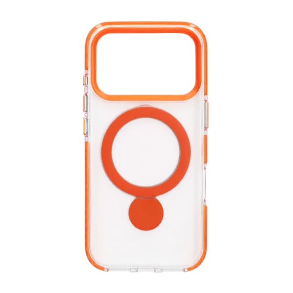 Skal Magsafe till iPhone 17 Pro - Transparent orange med ringstativ