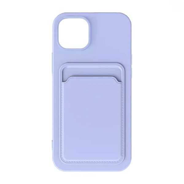 iPhone 15 Plus Mobilskal Silikon med Korthållare - Lila