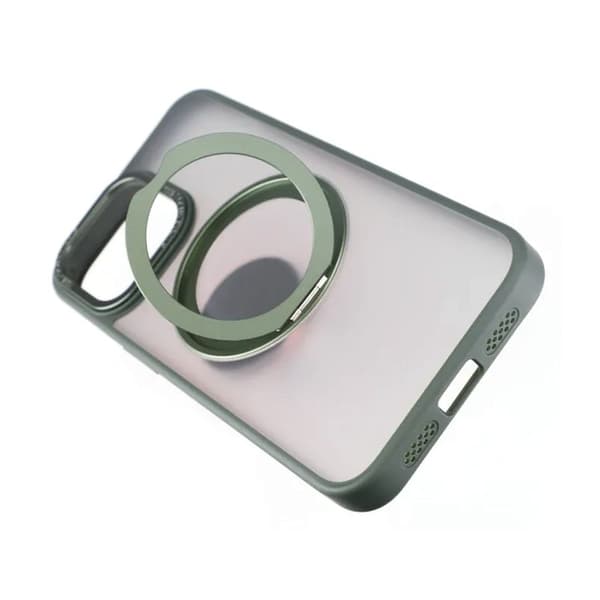 Rvelon  TPU + PC Metal Ring Case With MagSafe For iPhone 15 Pro Max Green
