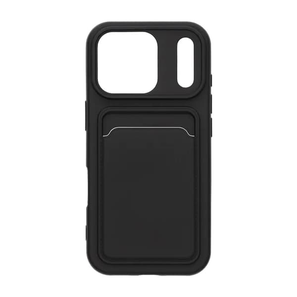 Silicone Mobile Case with Card Holder for iPhone 17 Pro - Black