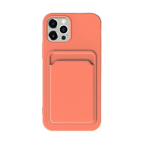 iPhone 14 Pro Silicone Case with Card Holder - Orange