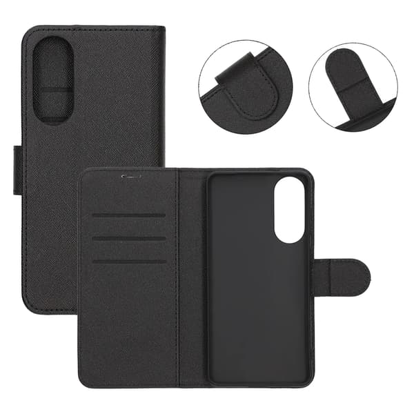 Samsung S25 Edge Flip Stand Leather Wallet Case Black
