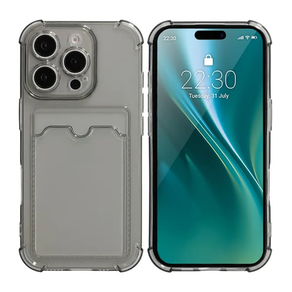 Shockproof Case with Card Holder iPhone 16 Pro Black