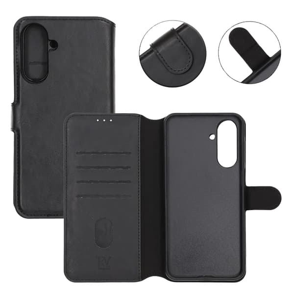 Rvelon Wallet Case Magnet for Samsung A17 - Black