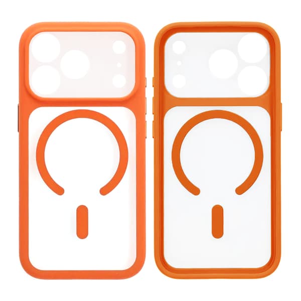 Twilight Precision Hole AI Capacitor Button Phone Case For iPhone 17 Pro Max Orange
