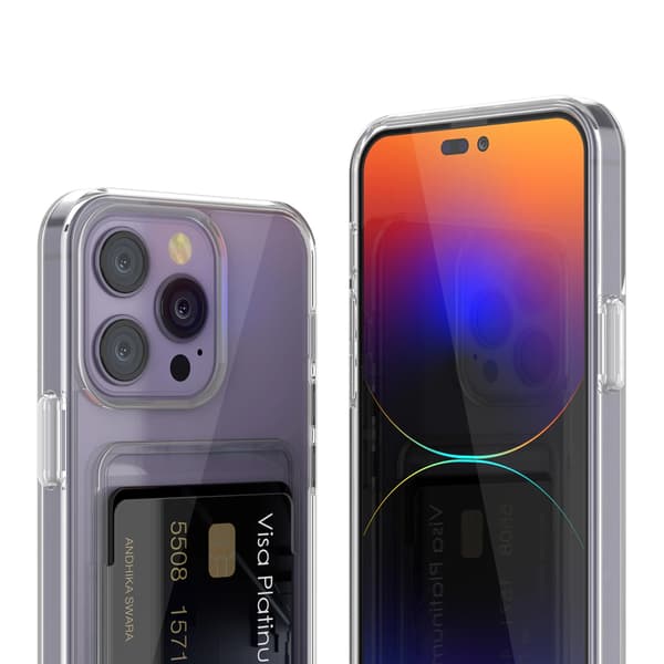 iPhone 14 Pro Case with Card Holder TPU - Transparent