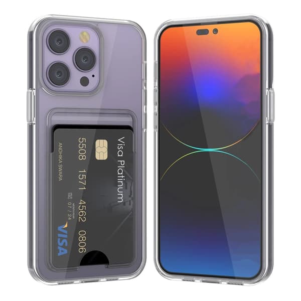 iPhone 15 Pro Max Case with Card Holder TPU - Transparent