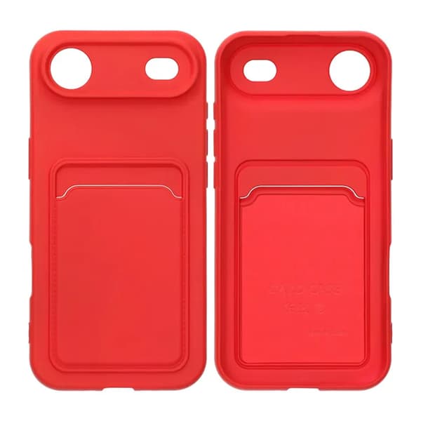 Silicone Mobile Case with Card Holder for iPhone 17 Air - Red