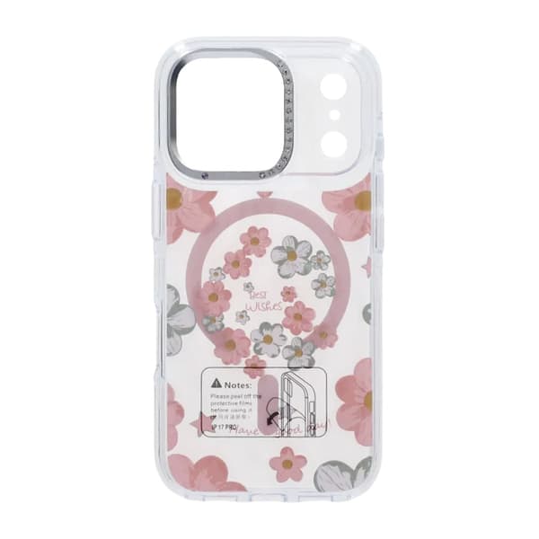 Gradient Floral Magnetic Case For iPhone 17 Pro Pink