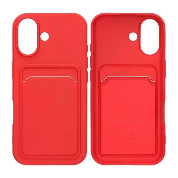 Silicone Mobile Case with Card Holder for iPhone 17 - Red
