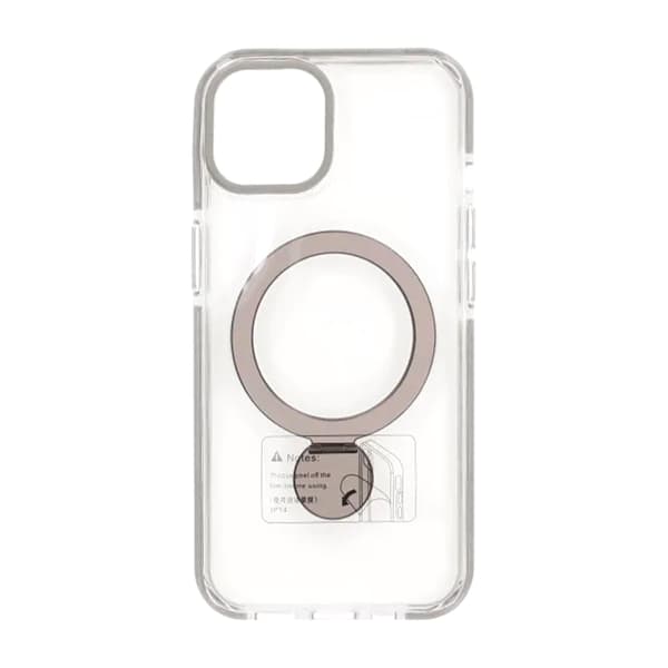 Case Magsafe for iPhone 15 - Transparent gray with ring stand