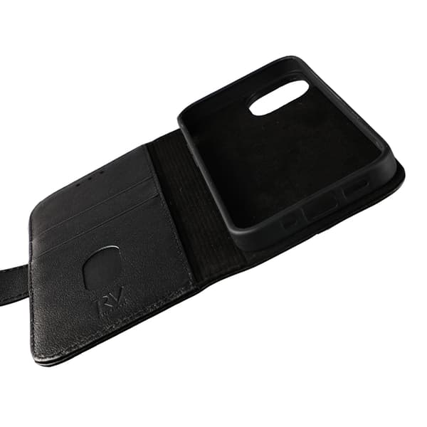 iPhone 13 Mini Plånboksfodral Läder Rvelon - Svart