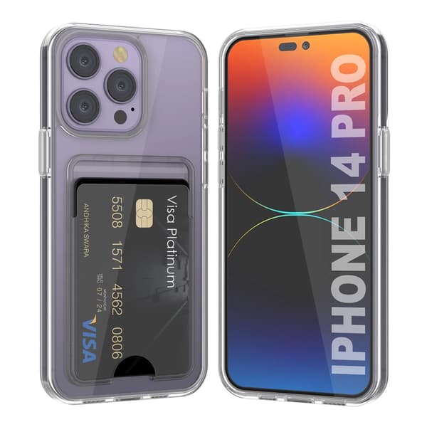 iPhone 14 Pro Case with Card Holder TPU - Transparent