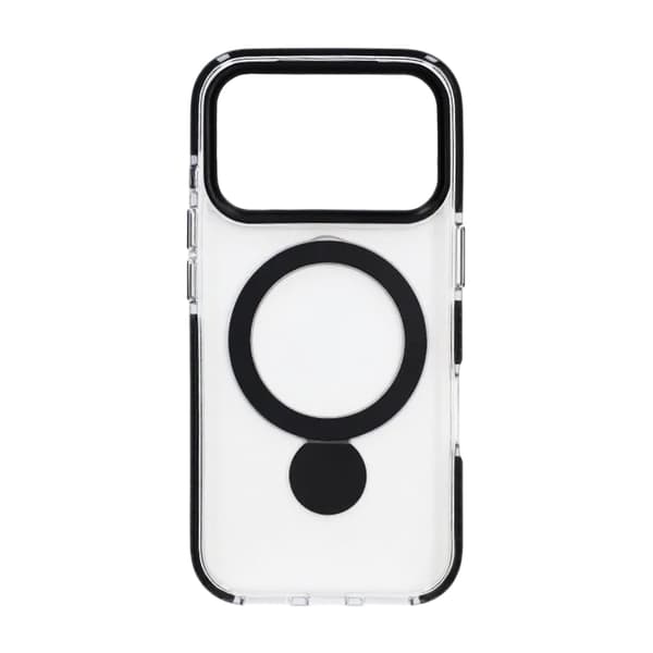 Case Magsafe for iPhone 17 Pro Max - Transparent black with ring stand