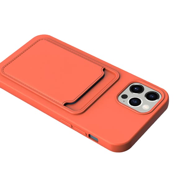 iPhone 14 Pro Silicone Case with Card Holder - Orange