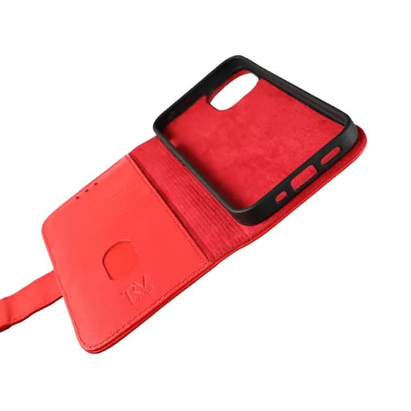 iPhone 12 Mini Plånboksfodral Läder Rvelon - Röd