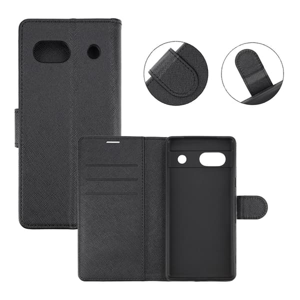 Google Pixel 7A Plånboksfodral med Stativ - Black
