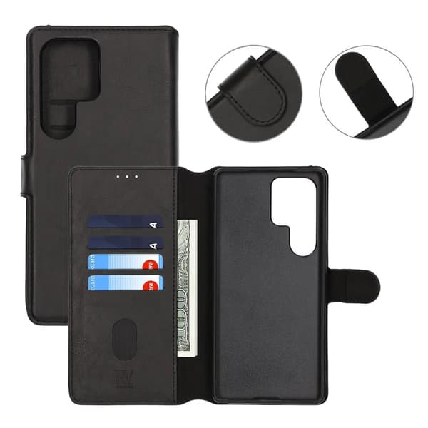 RV Wallet Case Extra Card Galaxy S22 Ultra Black