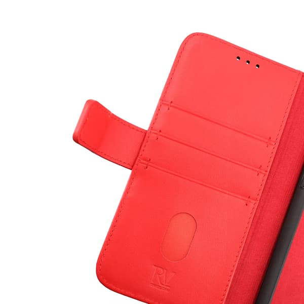 iPhone 14 Pro Max Plånboksfodral Läder Rvelon - Röd