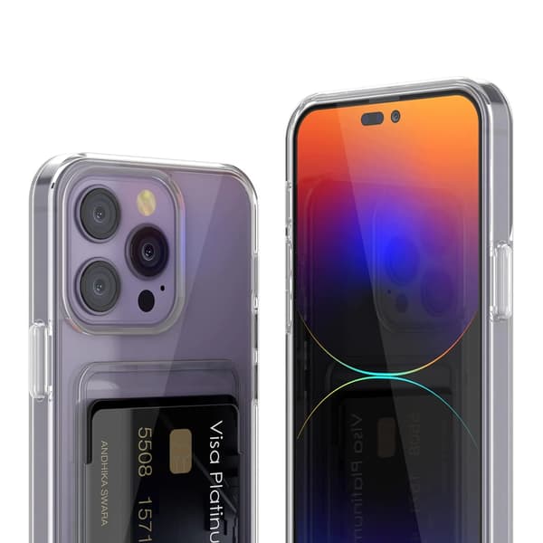 iPhone 15 Pro Max Case with Card Holder TPU - Transparent