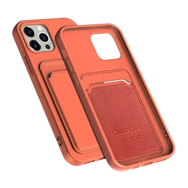iPhone 14 Pro Silicone Case with Card Holder - Orange