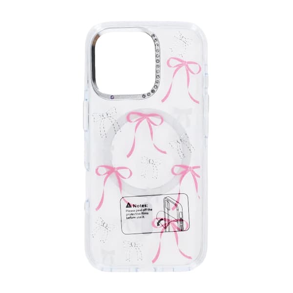 Skal Magsafe till iPhone 16 Pro Max - Transparent med rosett