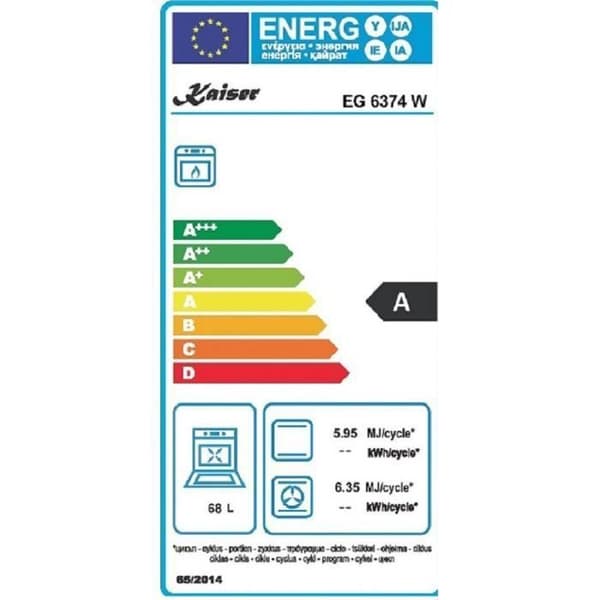 Köksset - Kaiser - EG 6374 - Elugn - Gaskokplatta - Vit