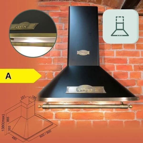 KAISER Empire A 9315 Väggmonterad köksfläkt 90 cm 910 m³/h LED