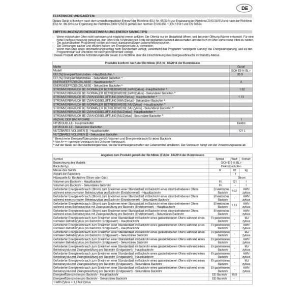 Gaskök - GURARI - GCH E 914 BL - 5 brännare - Elektrisk ugn - 90 cm