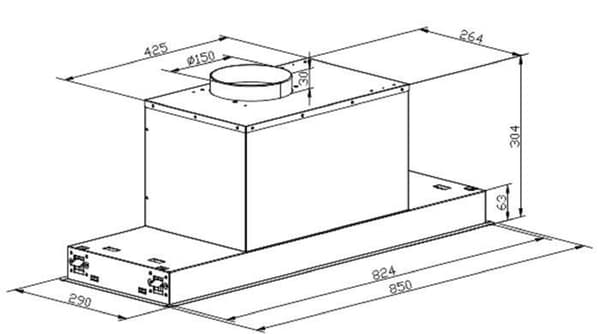 Fläkt - Kaiser - EA 945 Eco - Rostfritt stål - 90 cm - 650 m³/h - LED