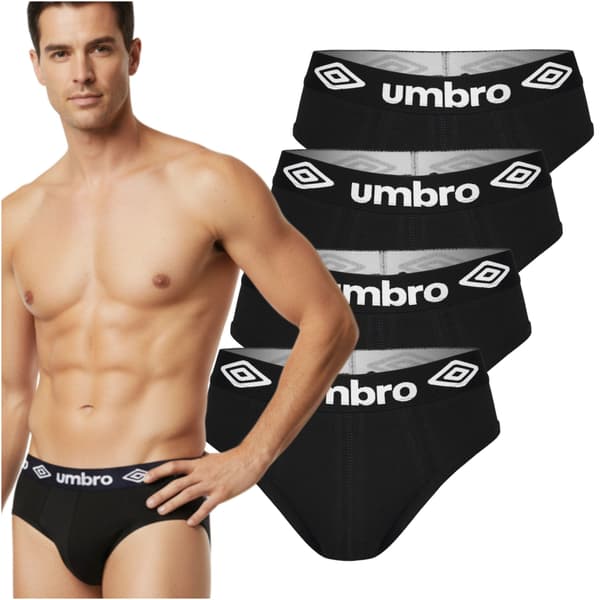 UMBRO underkläder briefs herr, 4 pack bomull svart L
