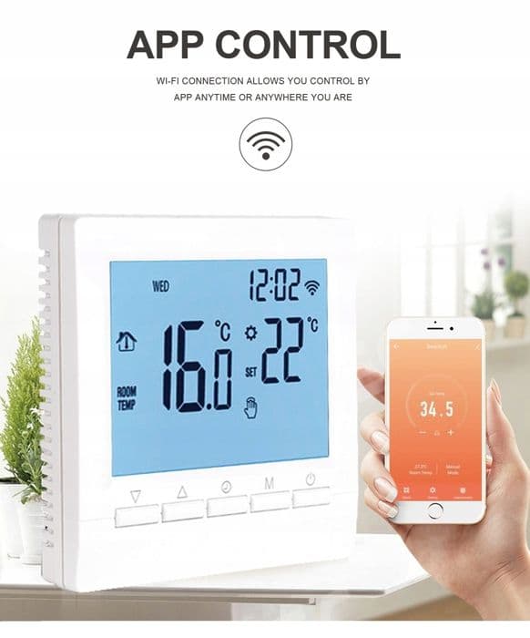 Digital termostat - ARHATREYA - Elektrisk gulvvarme - WiFi - LCD-skærm - Programmerbar
