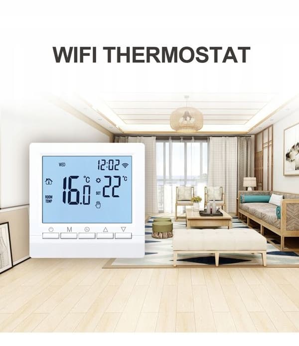 Elektrisk golvvärmetermostat 16A Rumstermostat LCD WiFi