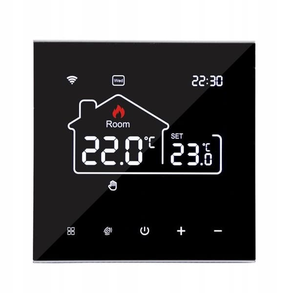 Termostat WiFi LCD - ARHATREYA - Gulvvarme - Stemmestyring - Programmérbar - Sort