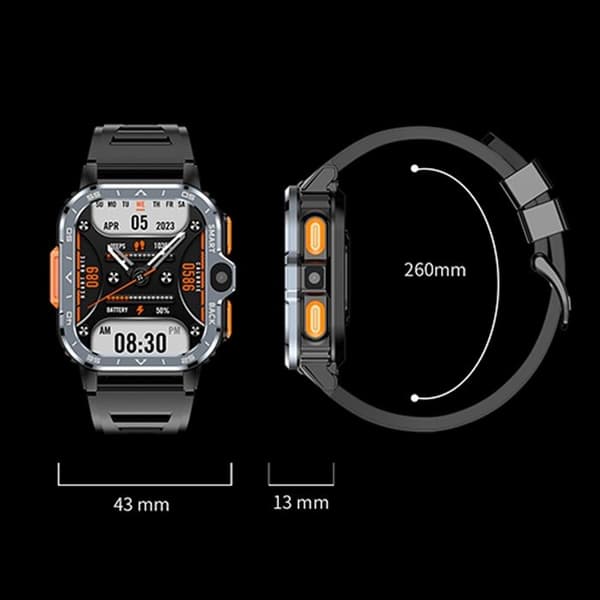 Sport Smartwatch - ARHATREYA - Android 8.1 - GPS - Dobbelt kamera - Sort