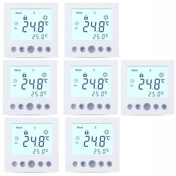 Programmerbar termostat - ARHATREYA - Hvid LCD - 16A - 3600W - Baggrundsbelyst skærm