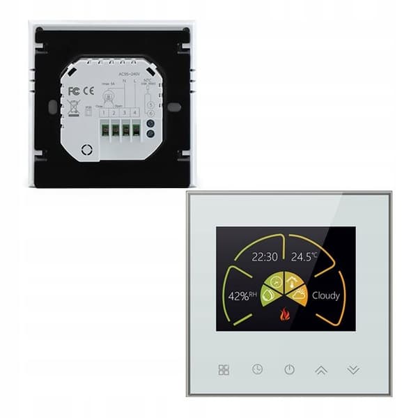 Termostat WiFi - ARHATREYA - BHT-2002 GCLW - Programmabel - Vit/Svart