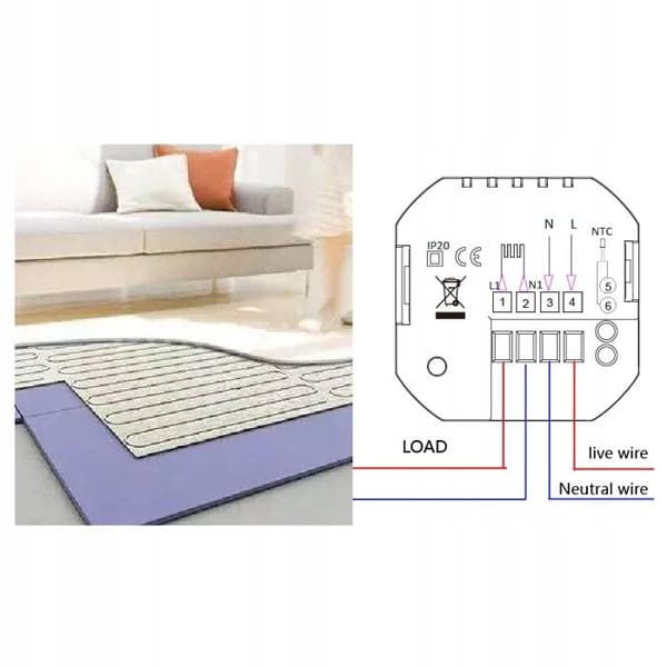 Intelligent termostat - ARHATREYA - WiFi - LCD-skærm - 16A - Sort