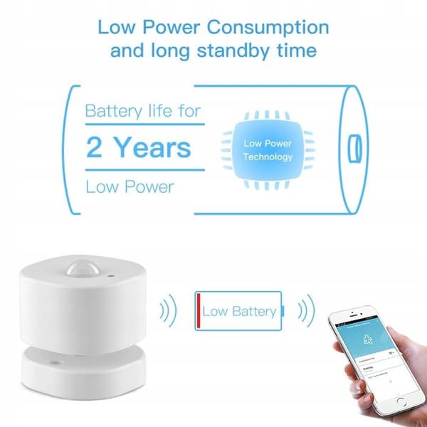Bevægelsessensor PIR - ARHATREYA - Zigbee - Detektion 120-150° - Afstand 3-7m
