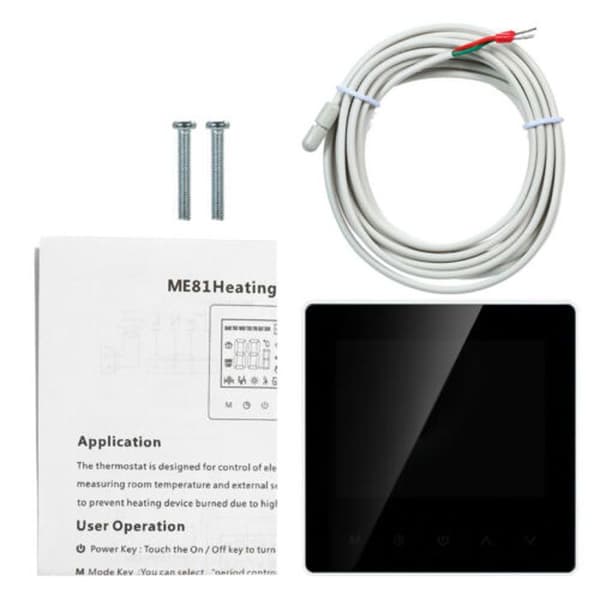 Termostat WiFi - ARHATREYA - 16A - LCD Pekskärm - Veckoprogrammerbar - Barnlås