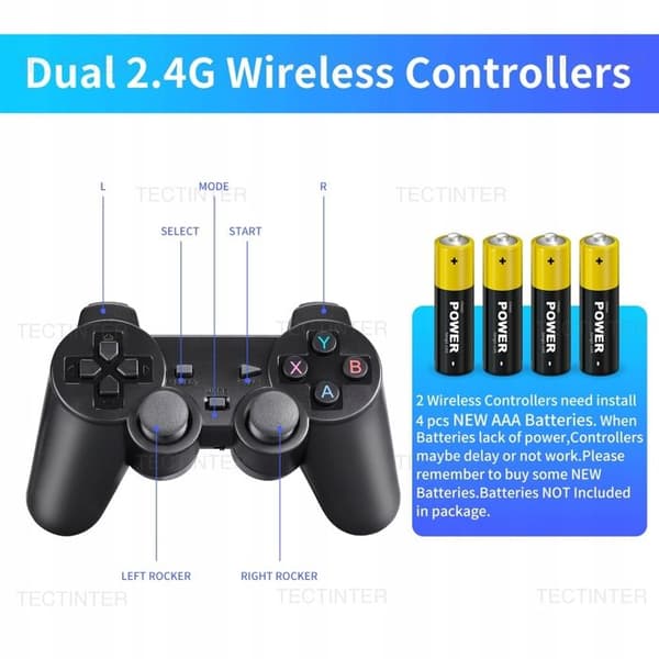 Videospilkonsol - ORIGINAL - M8 - 128 GB - 20.000 retrospil - Dobbelt trådløs controller