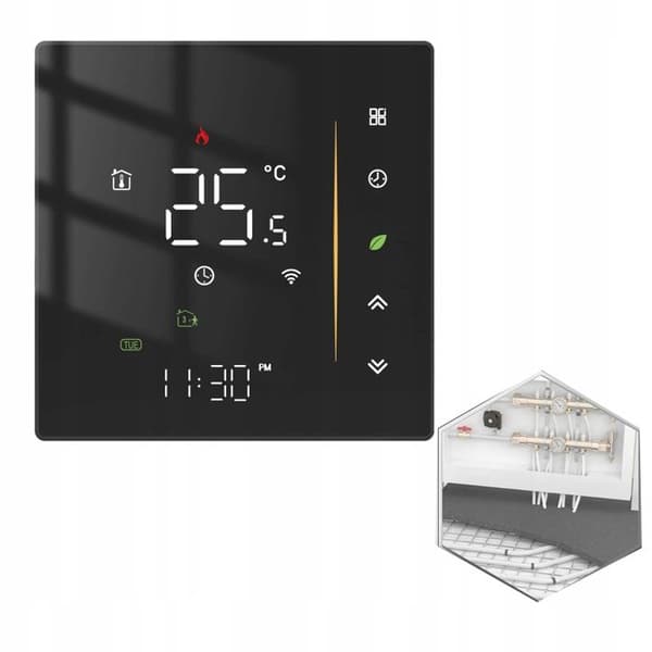 Smart vandtermostat - Moes - Zigbee - Sort - Programmerbar - 5A