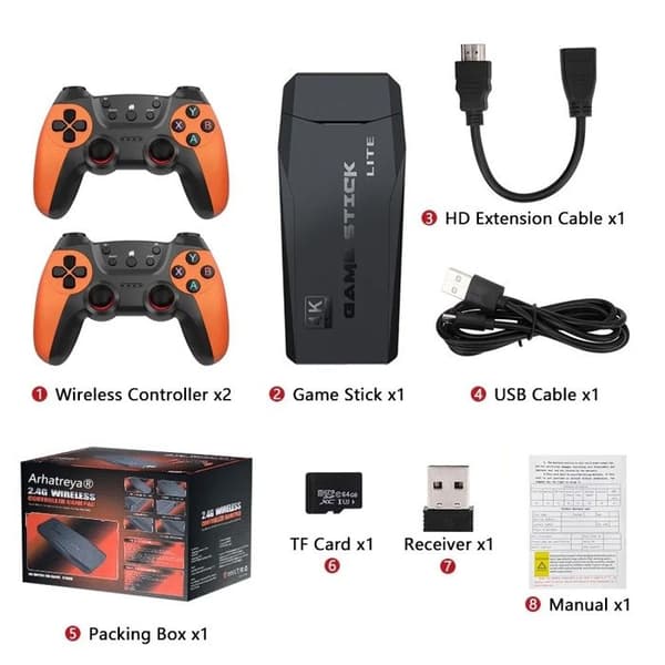 Spilkonsole M9 - Arhatreya - 20000 spil HD 4K - Trådløs controller - 64 GB