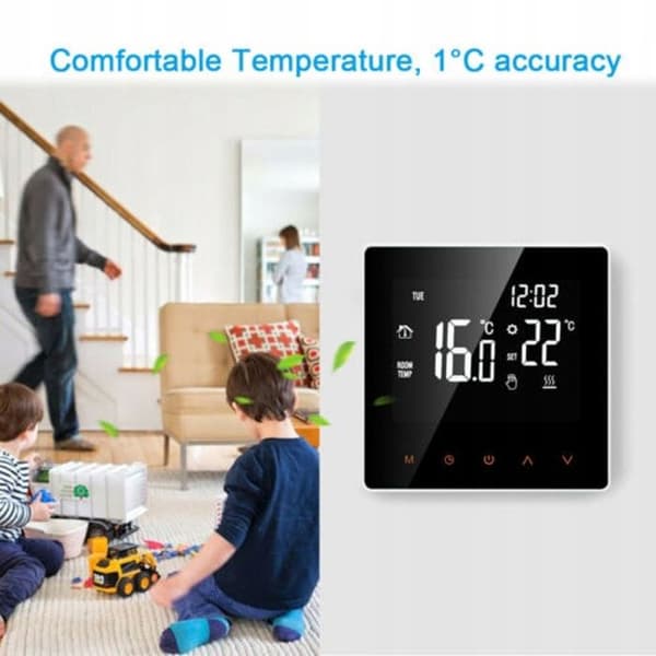 Elektrisk Termostat - ARHATREYA - WiFi - LCD-Touchscreen - Programmabel - Pakke med 10