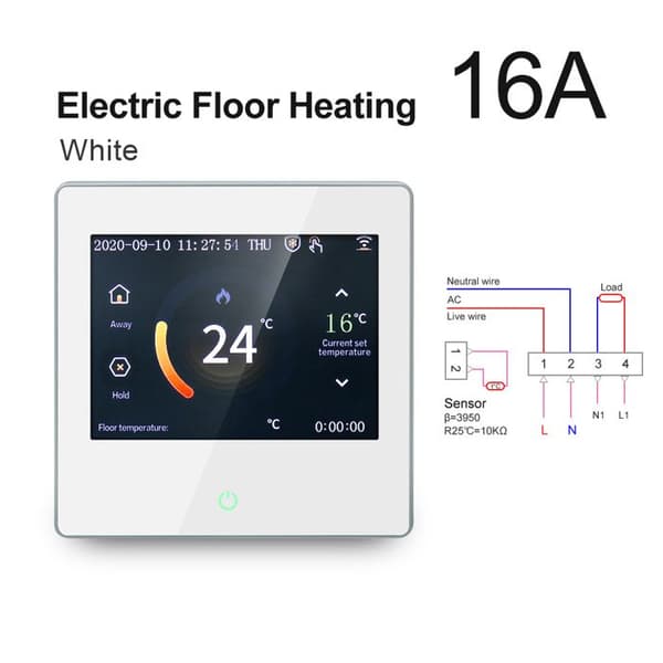 Intelligent Wi-Fi Termostat - ARHATREYA - LED Touchscreen - Stemmestyring - Programmérbar