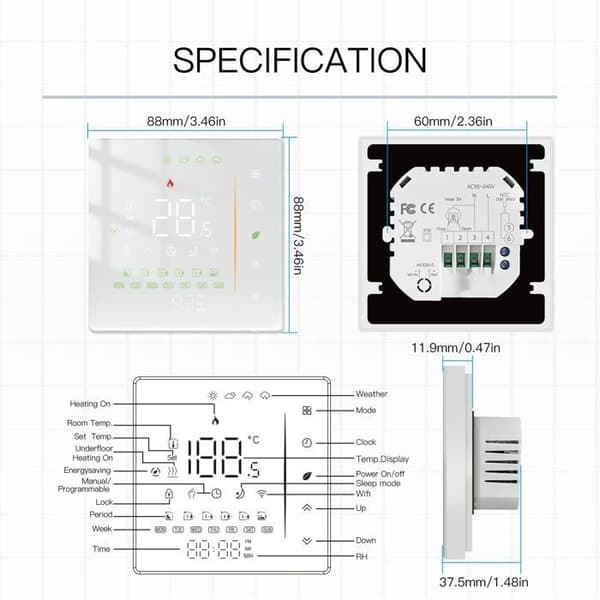 Intelligent termostat - Moes - Zigbee - Programmerbar - Stemmestyret - Sort