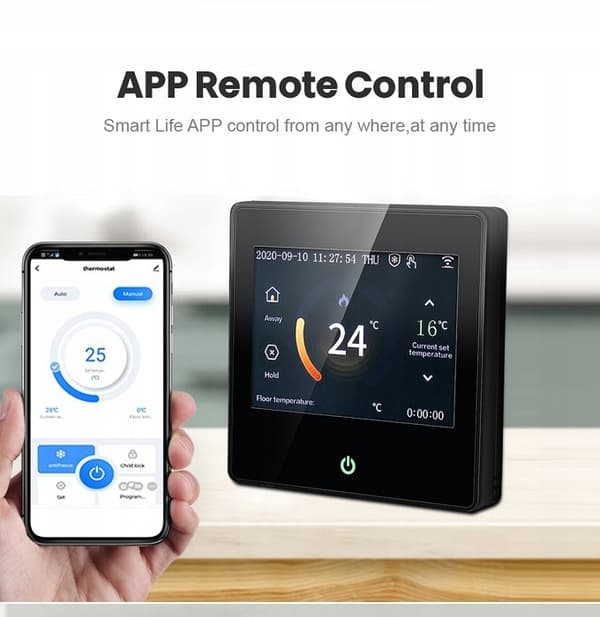 Intelligent Wi-Fi Termostat - ARHATREYA - LED Touchscreen - Stemmestyring - Programmérbar